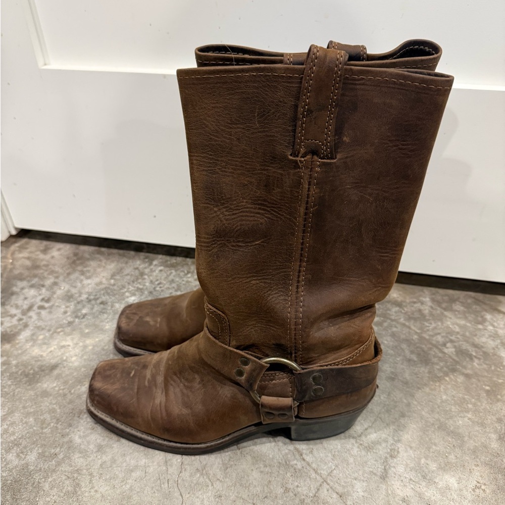 Frye Dark Brown Leather Boot Pull-Tab - image 2